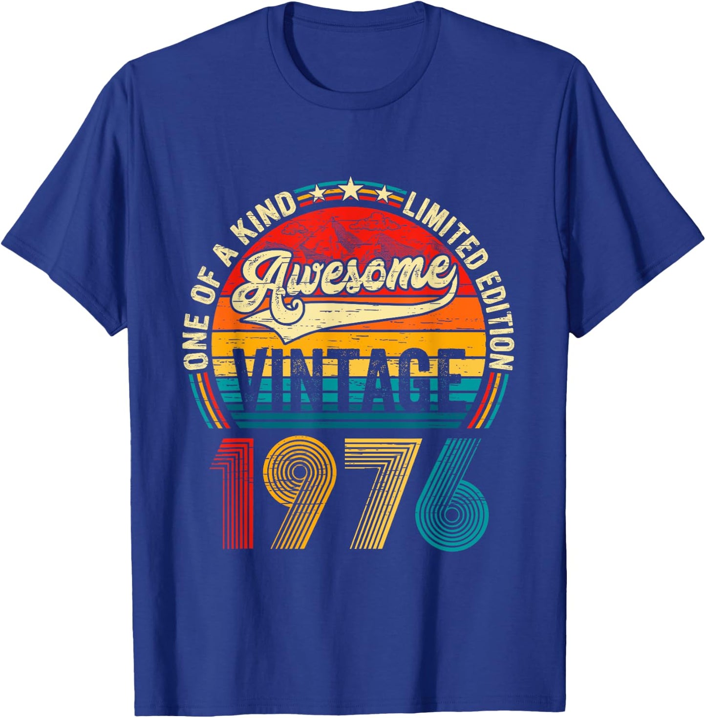 Vintage Born In 1976 Birthday Men Women Retro Bday Party T-Shirt - T-Shirt | Royal
