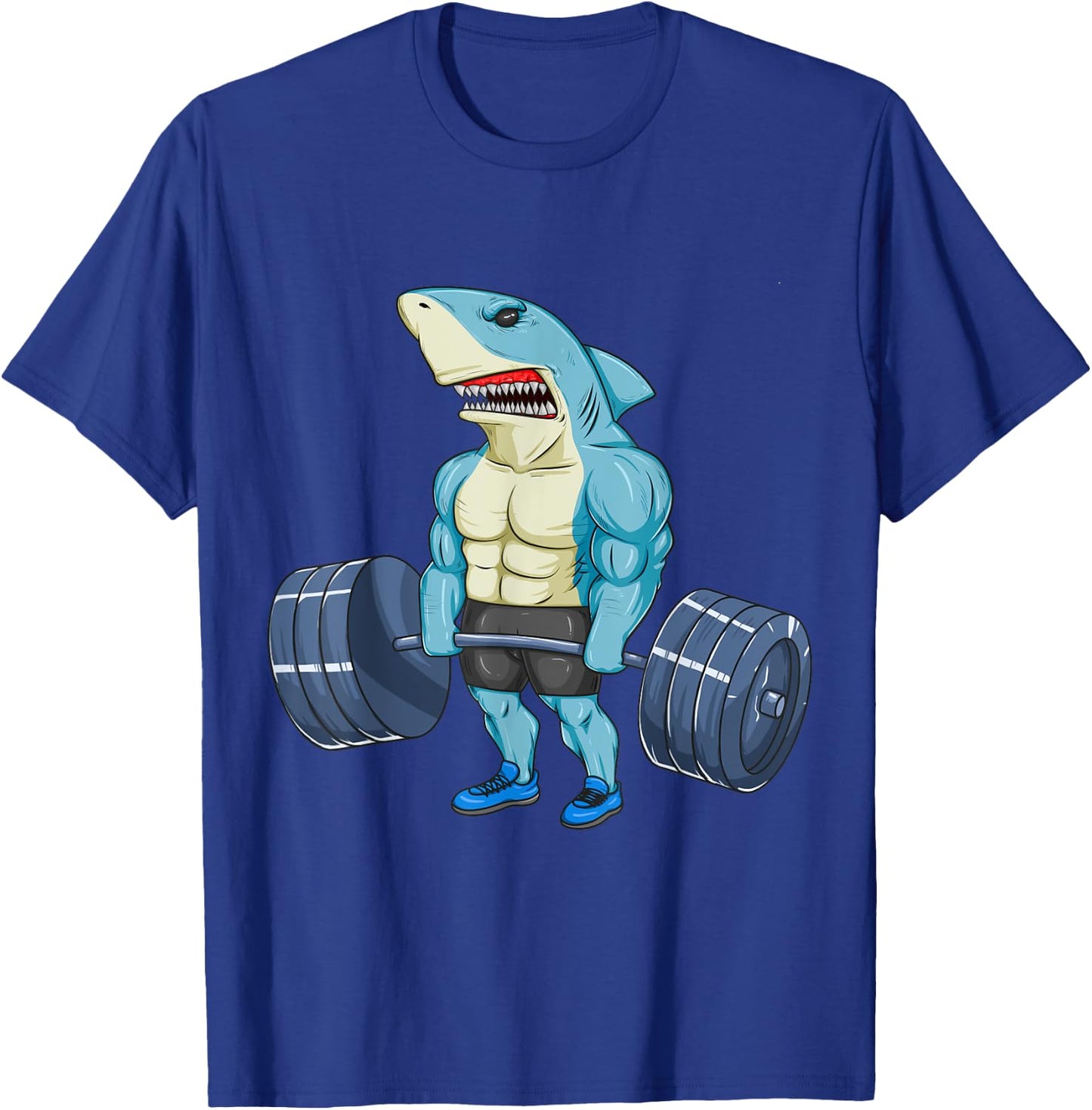 Funny Shark Weightlifting Bodybuilder Muscle Fitness T-Shirt - T-Shirt | Royal