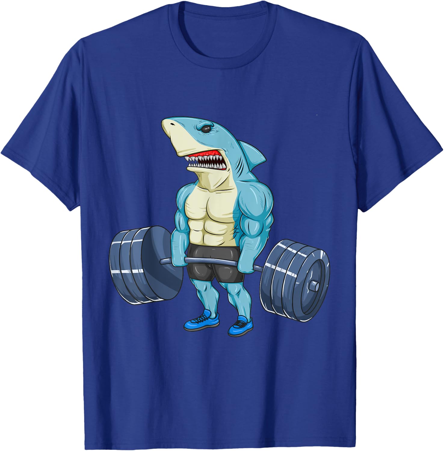 Funny Shark Weightlifting Bodybuilder Muscle Fitness T-Shirt - T-Shirt | Royal