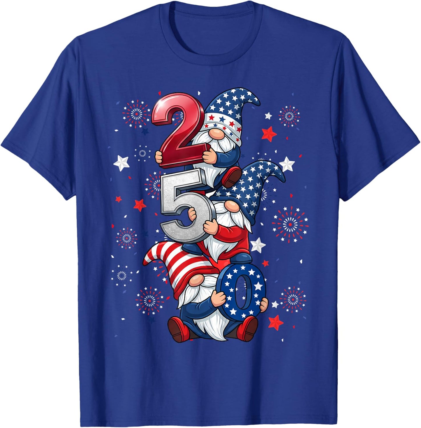 Gnome 250 Years 1776-2026 250th Birthday 4th July Patriotic T-Shirt - T-Shirt | Royal