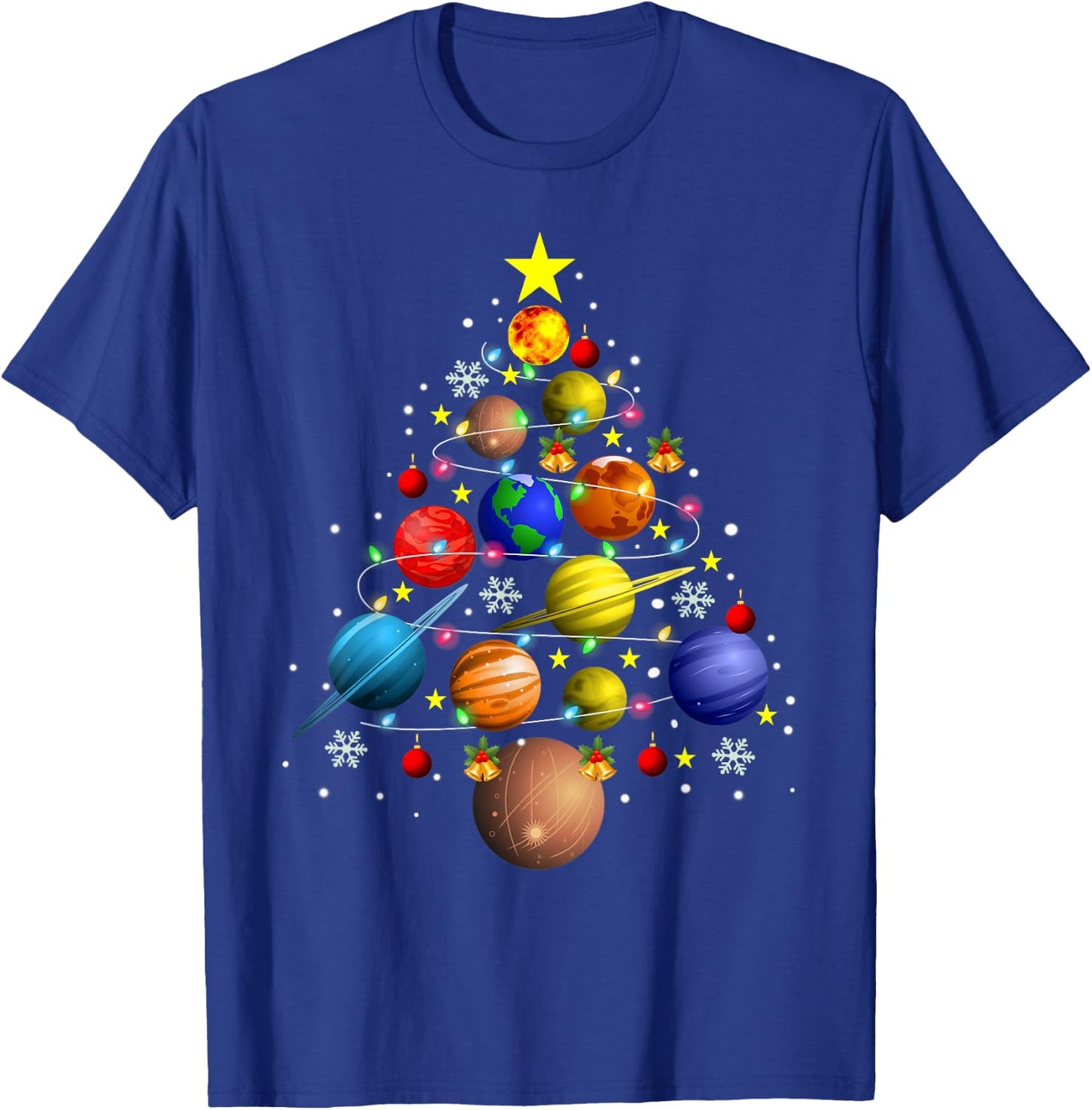 Solar System Planets Christmas Tree Astronomy Xmas Gift T-Shirt - T-Shirt | Royal