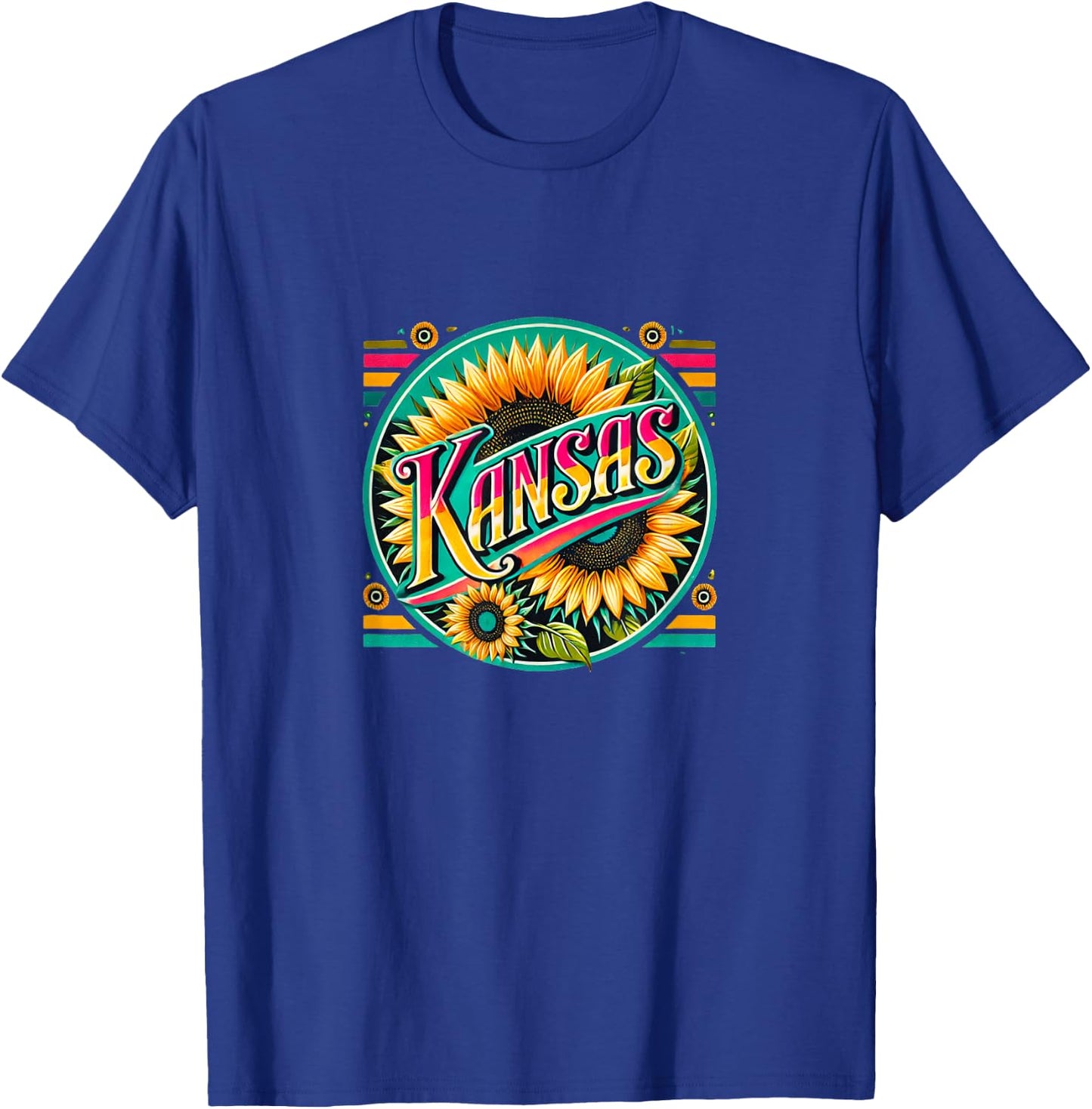 Kansas Sunflower Illustration Proud Kansas T-Shirt - T-Shirt | Royal