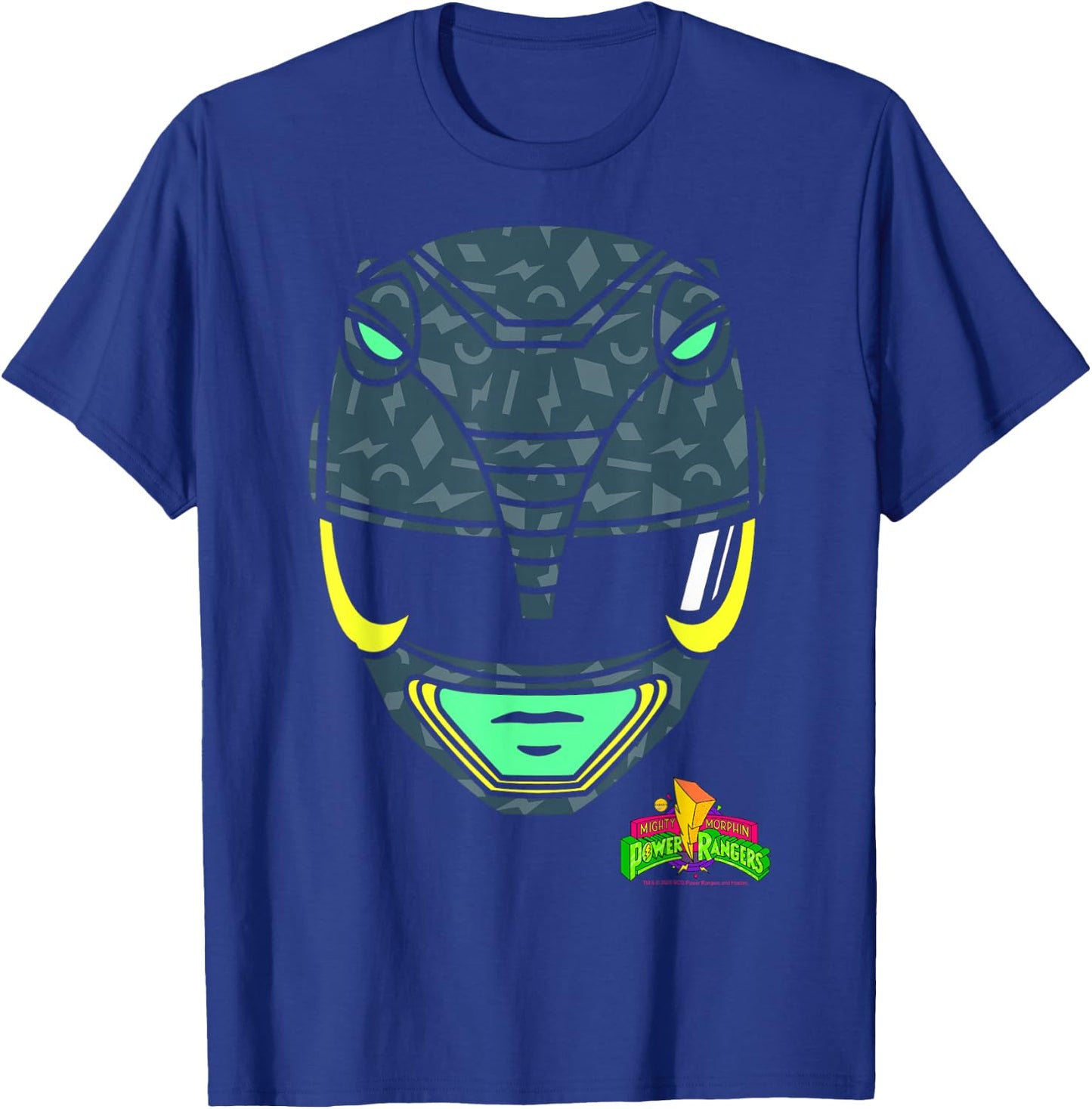 Power Rangers Black Ranger Retro Print Big Face T-Shirt - T-Shirt | Royal