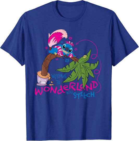 Disney 100 Stitch in Costume Cheshire Cat Wonderland Welcome T-Shirt - T-Shirt | Royal