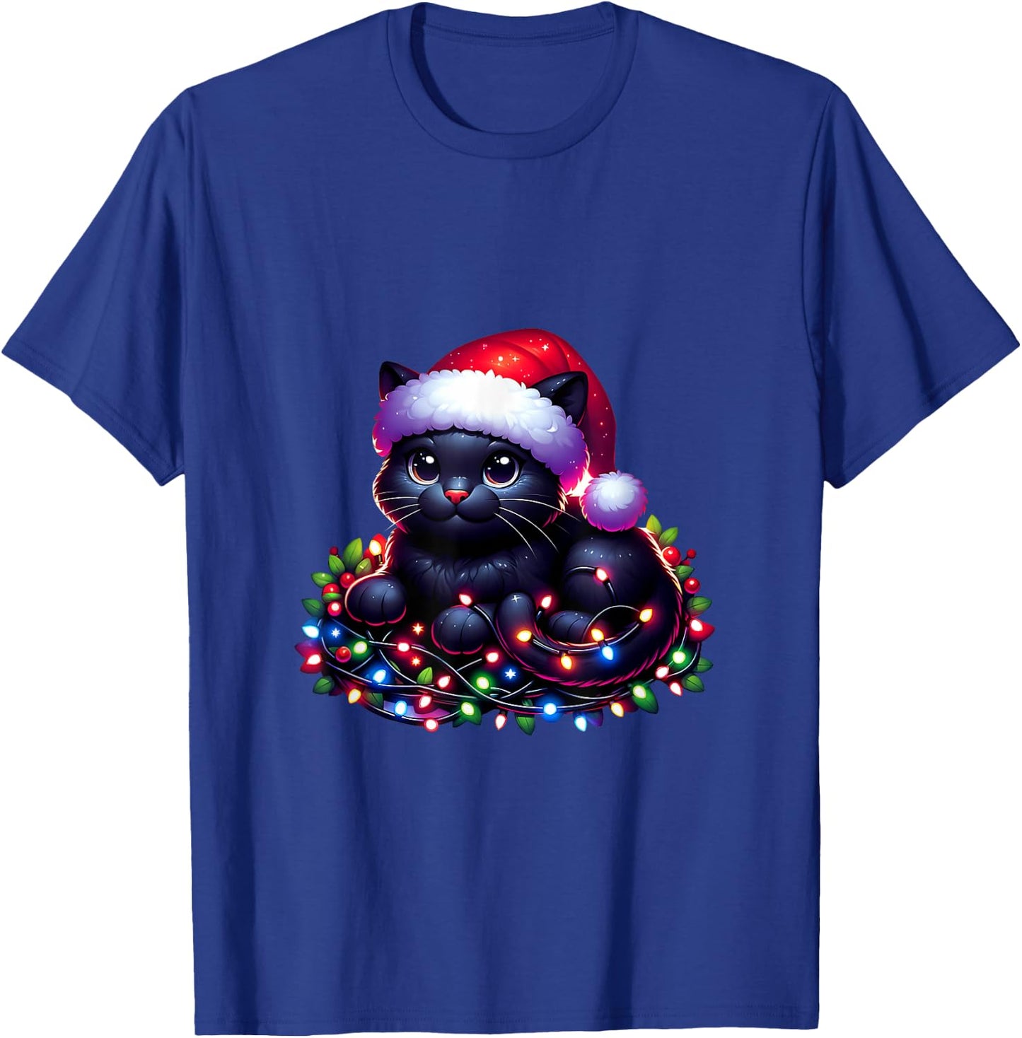 Christmas Cat Christmas Funny Cat Woman Man , Black, S T-Shirt - T-Shirt | Royal