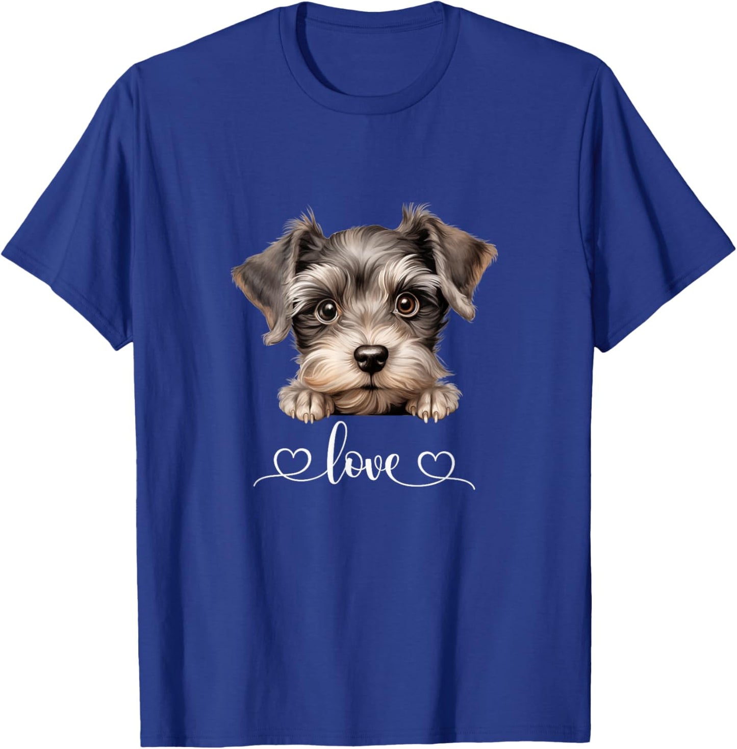 Cute Dog Graphic Love Puppy Miniature Schnauzer Dog T-Shirt - T-Shirt | Royal
