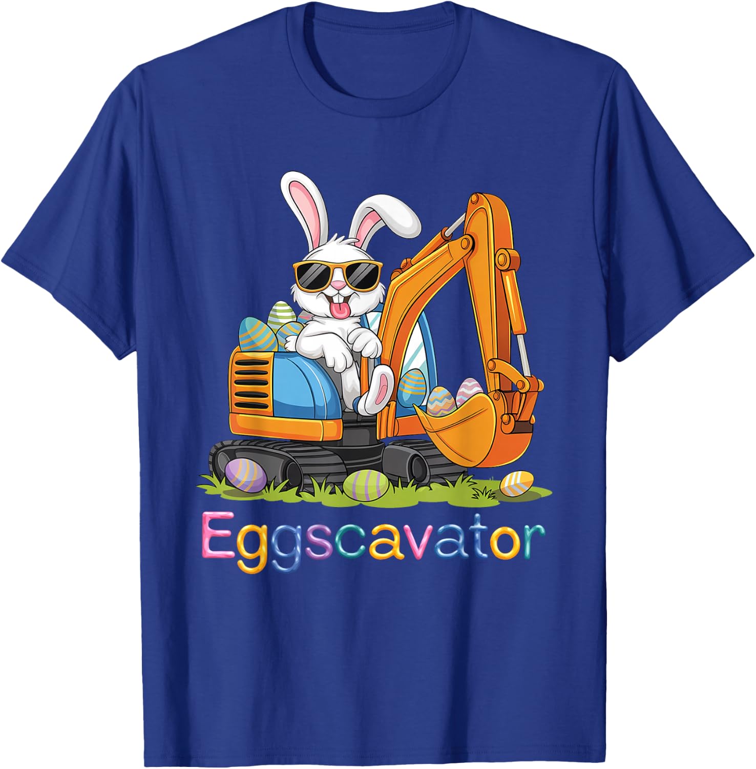 Eggs-Cavator Easter Bunny Excavator Toddler Boys Easter Kids T-Shirt - T-Shirt | Royal