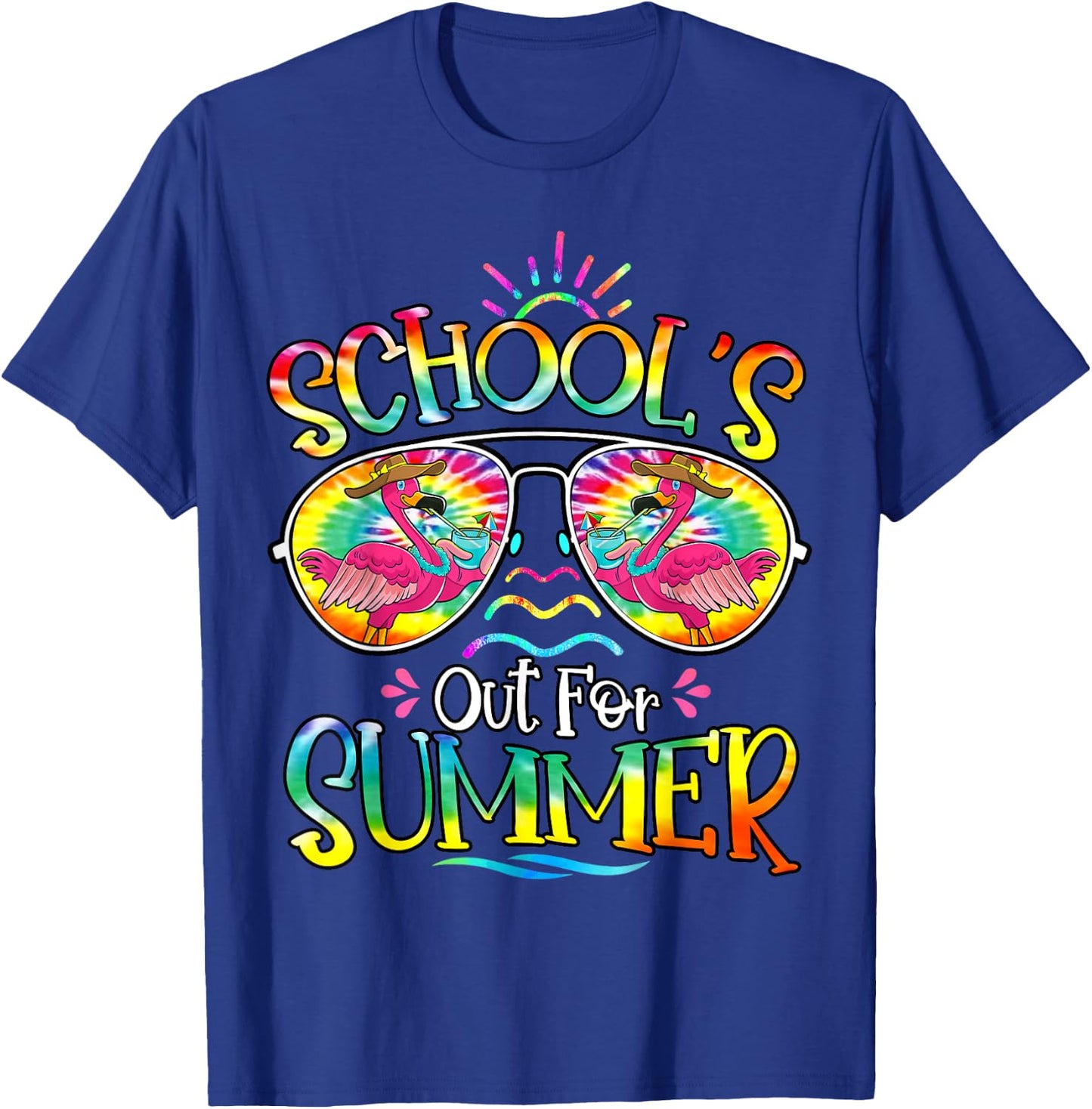 School's Out For Summer Last Day Of School Hello Flamingo T-Shirt - T-Shirt | Royal