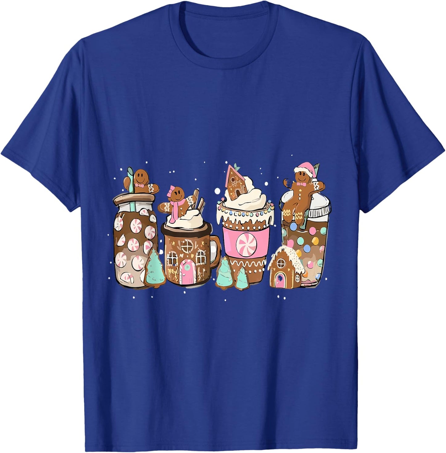 Gingerbread Cookie Christmas Coffee Cups Latte Drink Outfit T-Shirt - T-Shirt | Royal