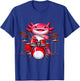 Axolotl Playing Drum Set Percussionist Drummer T-Shirt - T-Shirt | Royal