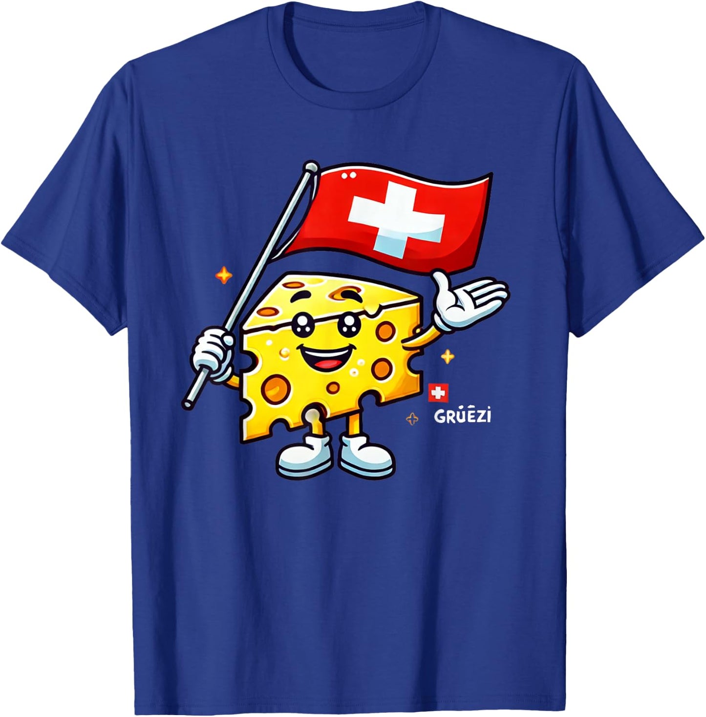 Grüezi - Funny Swiss Cheese Cartoon Switzerland National Day T-Shirt - T-Shirt | Royal