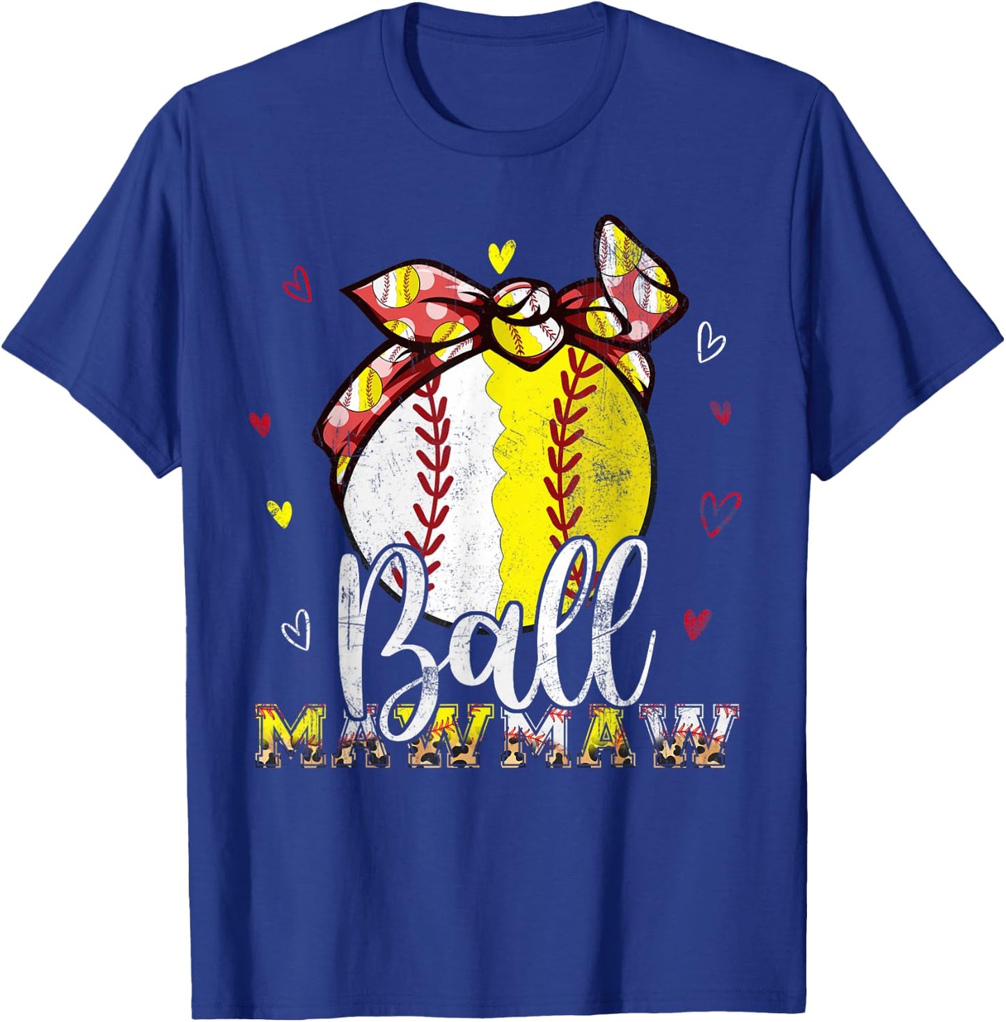 Softball Baseball Ball Mawmaw Bandana Leopard Mothers Day T-Shirt - T-Shirt | Royal