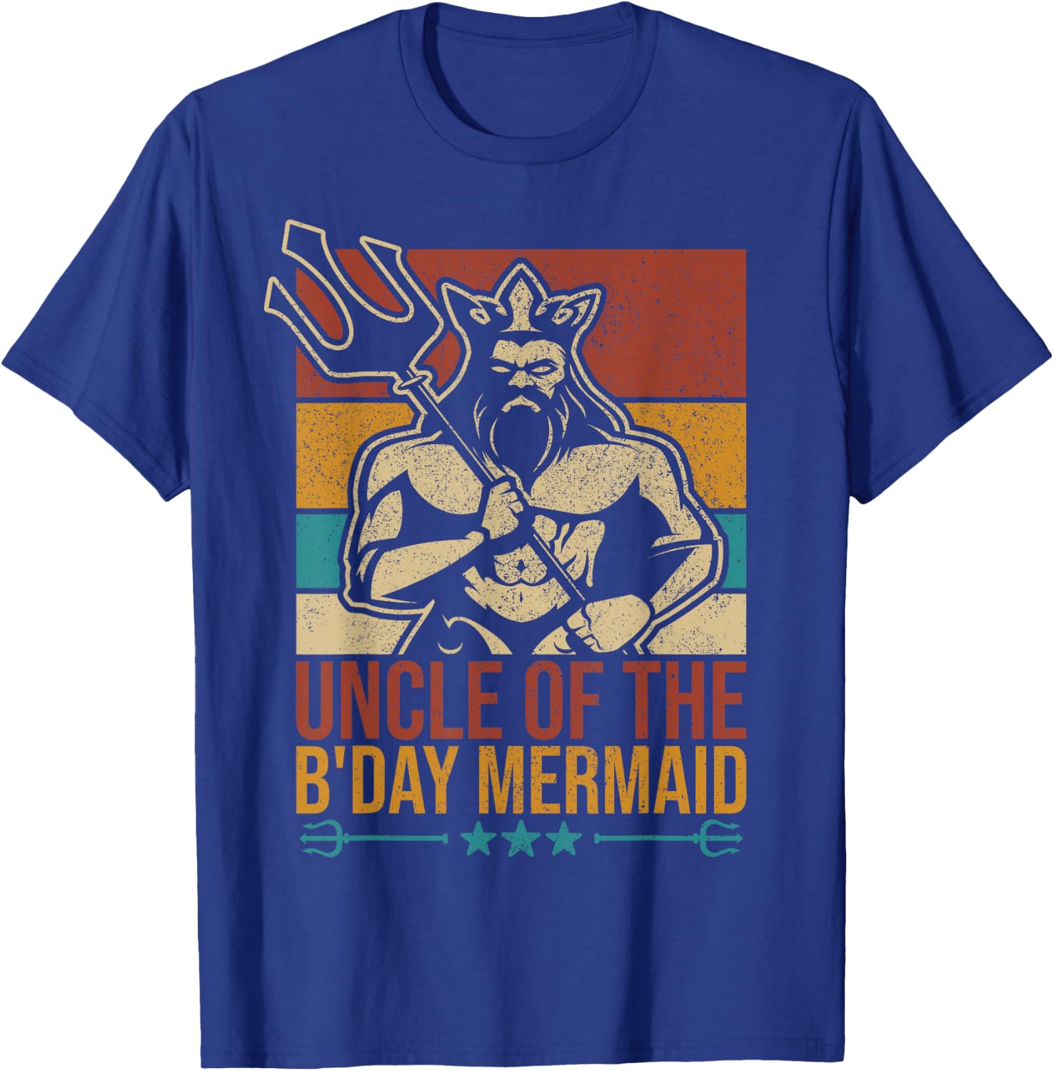 Uncle Of The Birthday Mermaid Party Outfit Vintage Merman T-Shirt - T-Shirt | Royal