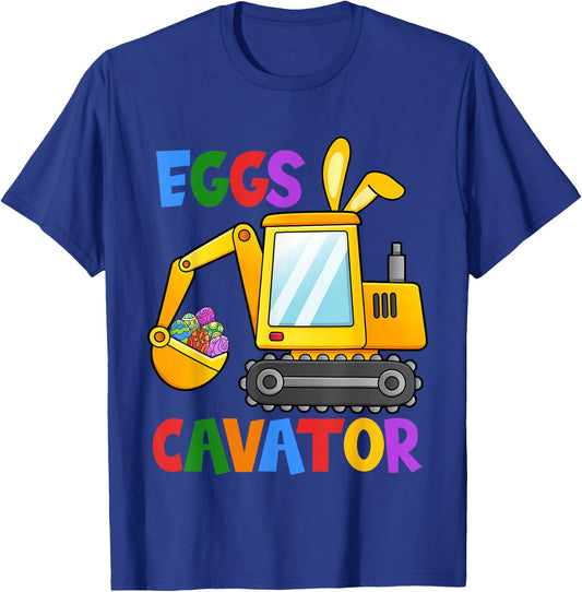 Eggscavator Egg Hunting Kids Toddler Boys Excavator Easter Small T-Shirt - T-Shirt | Royal