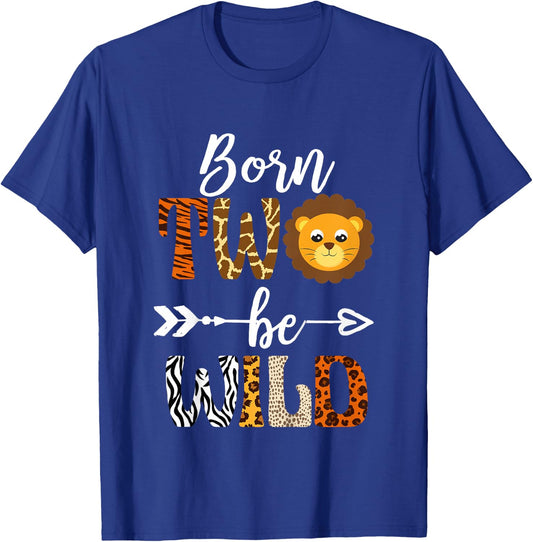 Children's Born 2 Be Wild Birthday Decoration Girl Boy Baby Lion 2 , black T-Shirt - T-Shirt | Royal