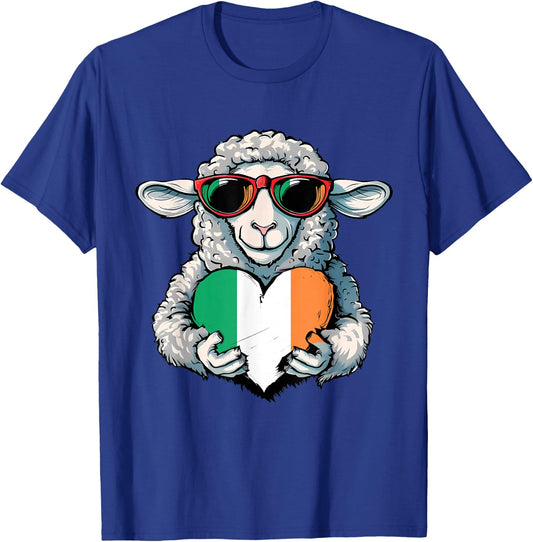 Irish Flag Ireland Heart Sheep Irish Roots Irish Pride T-Shirt - T-Shirt | Royal
