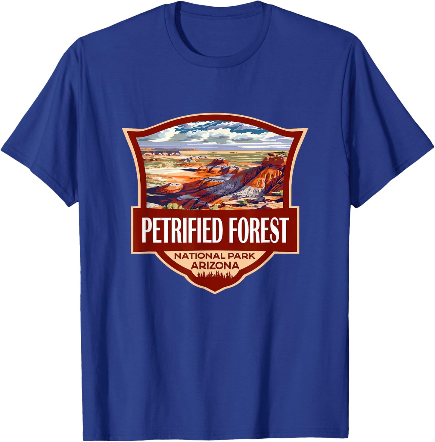 Petrified Forest National Park Illustration Retro Badge T-Shirt - T-Shirt | Royal