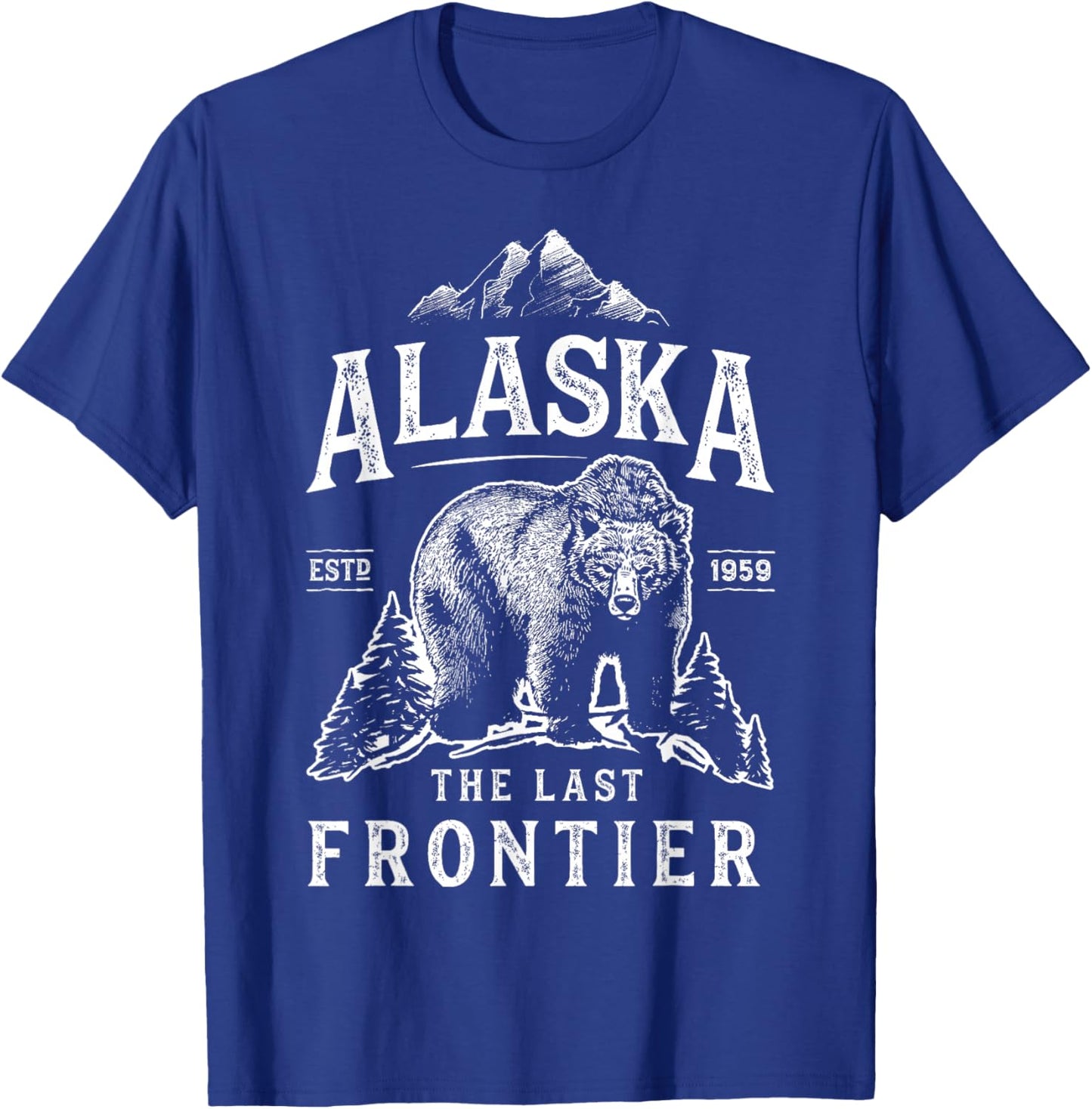 Alaska T Shirt The Last Frontier Bear Home Men Women Gifts T-Shirt - T-Shirt | Royal