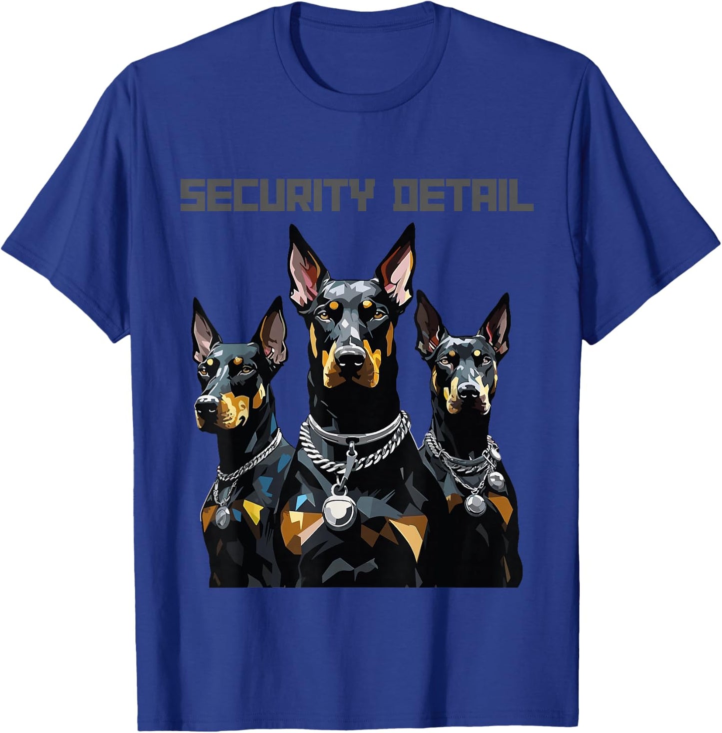CJ Graphix Doberman Dogs 3 Dobermans Security Detail Guard Watch Dogs T-Shirt - T-Shirt | Royal