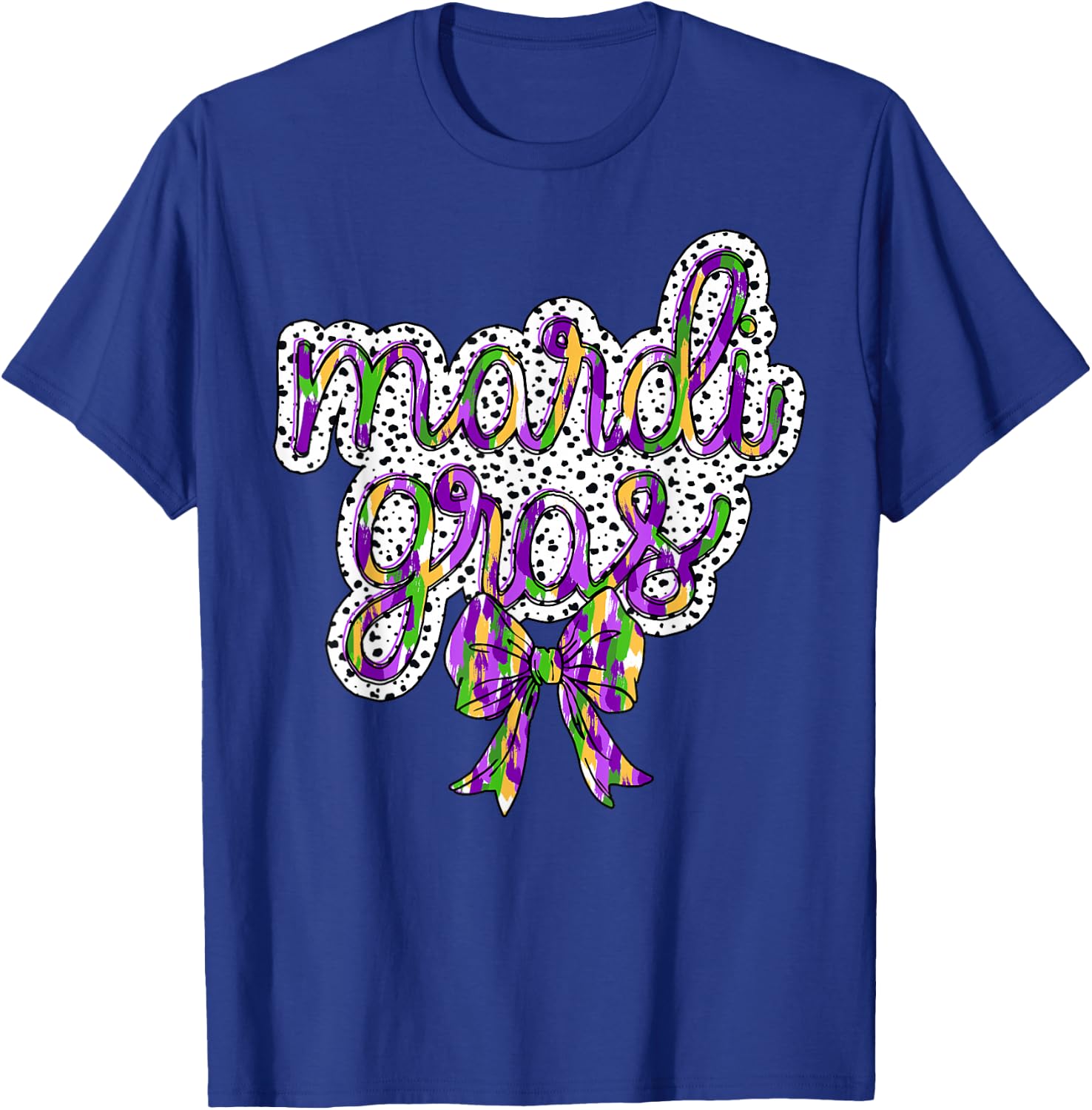 Coquette Bow Mardi Gras New Orleans Louisiana Dalmatian Dots T-Shirt - T-Shirt | Royal