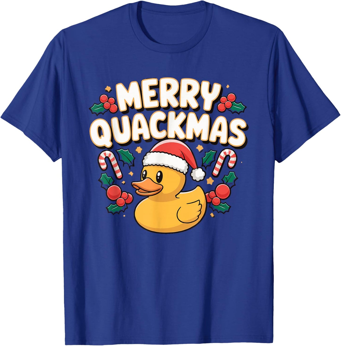 Merry Quackmas Christmas Rubber Duck T-Shirt - T-Shirt | Royal