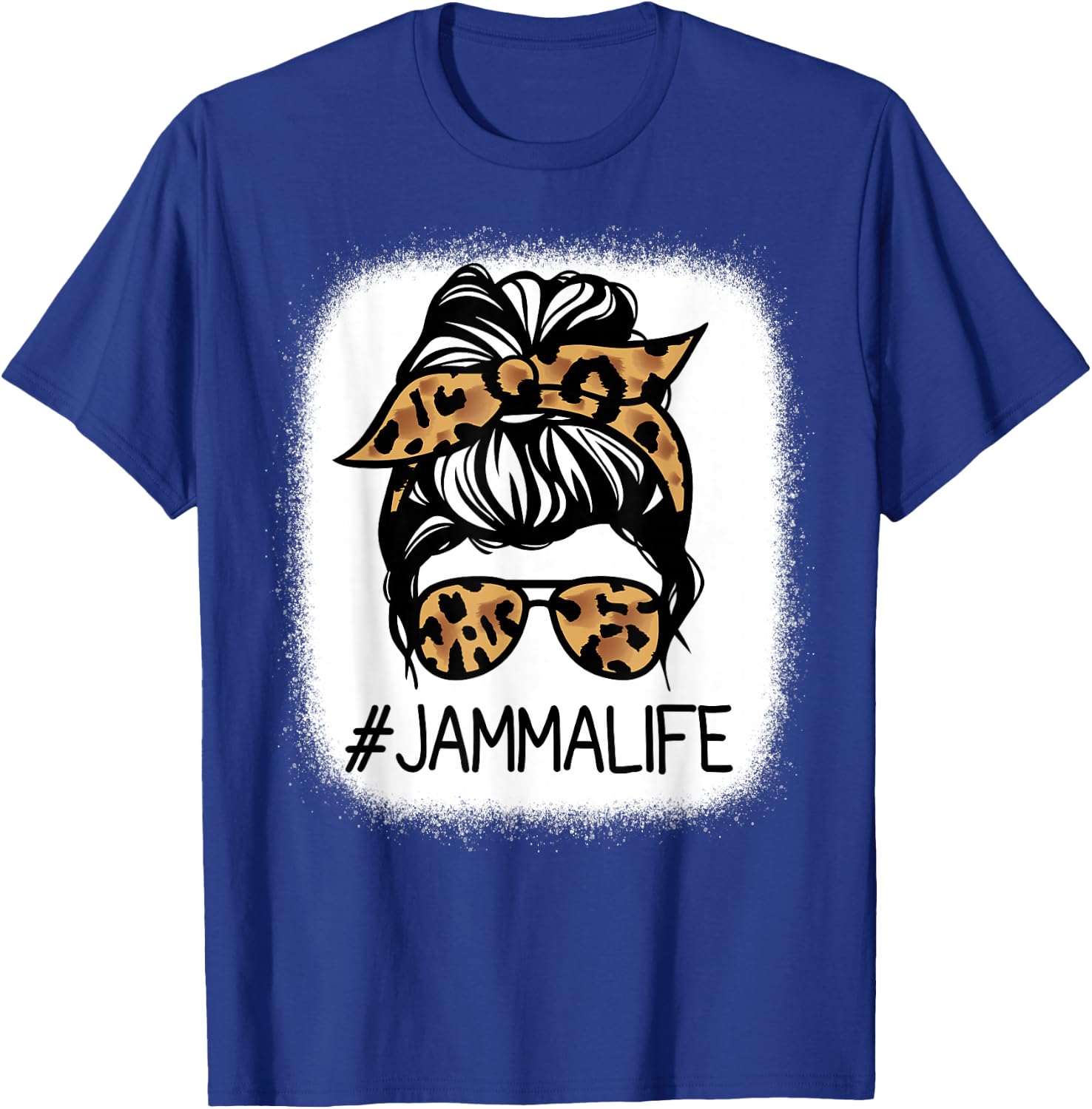 Jamma Leopard Messy Bun Mother's Day for Grandma T-Shirt - T-Shirt | Royal