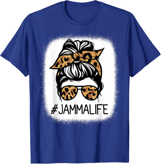 Jamma Leopard Messy Bun Mother's Day for Grandma T-Shirt - T-Shirt | Royal