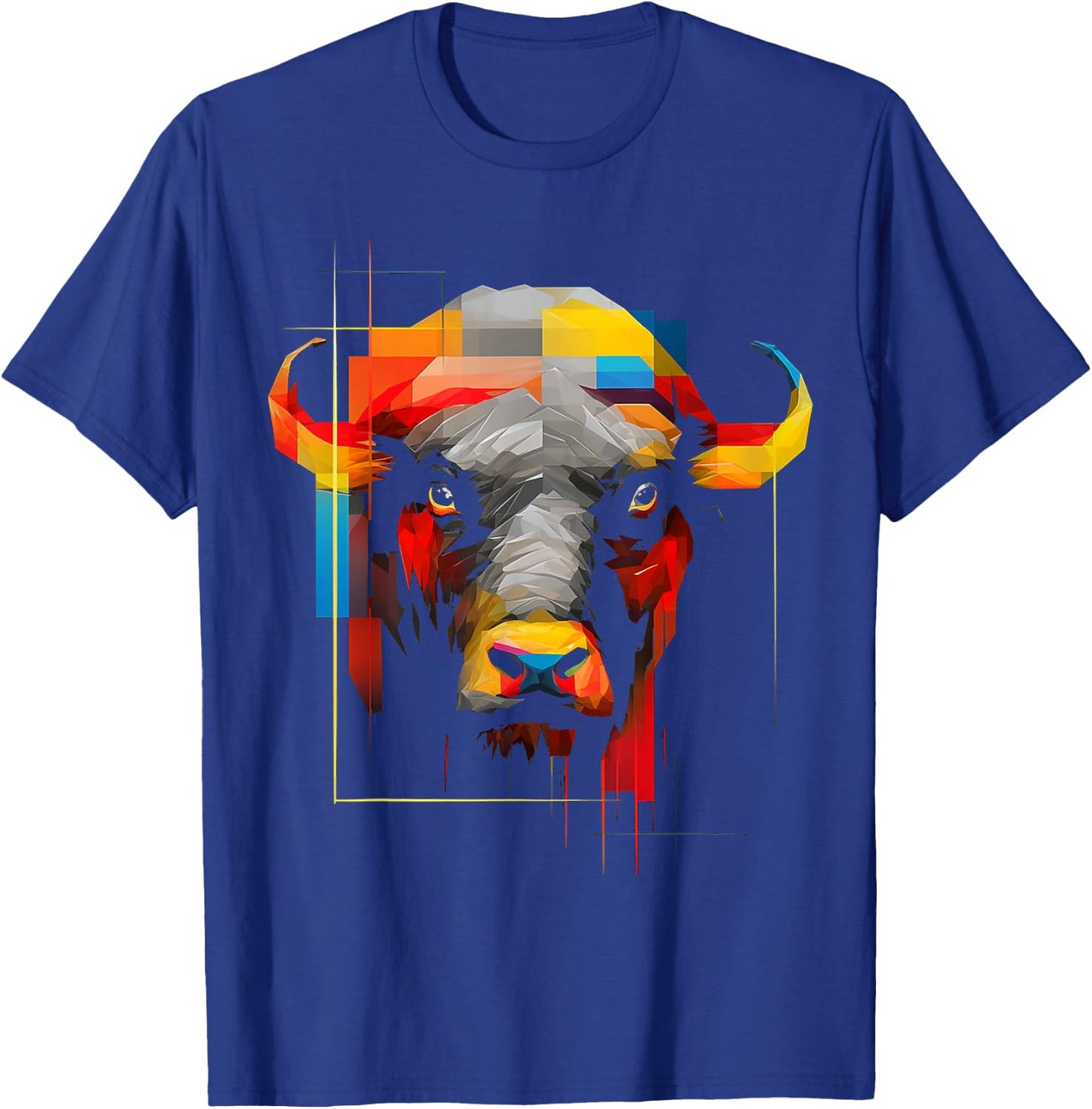 Colorful Bull Animal Zoo Art Bull T-Shirt - T-Shirt | Royal