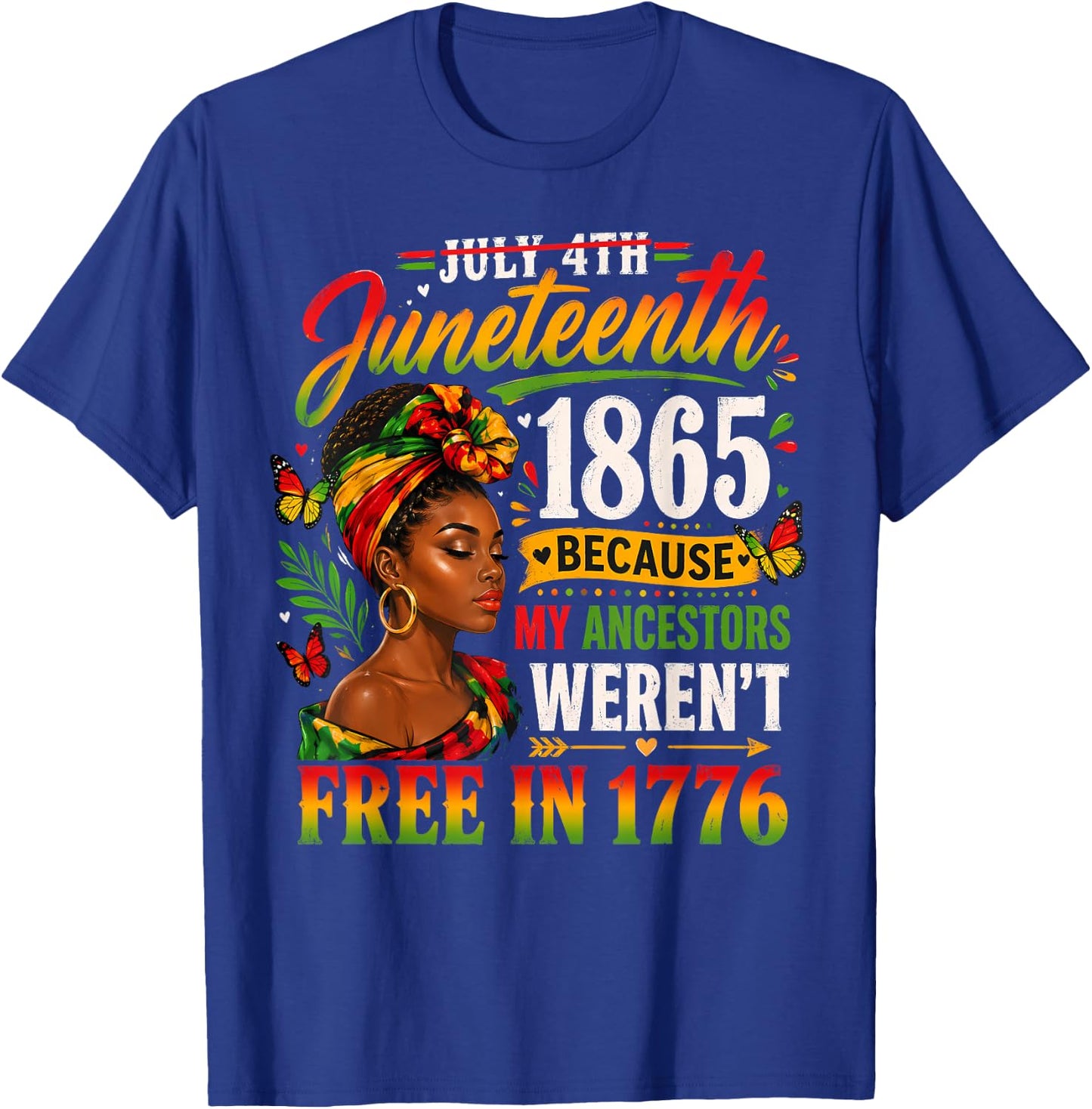 Juneteenth Shirt Women June 19th 1865 Afro Black History T-Shirt - T-Shirt | Royal