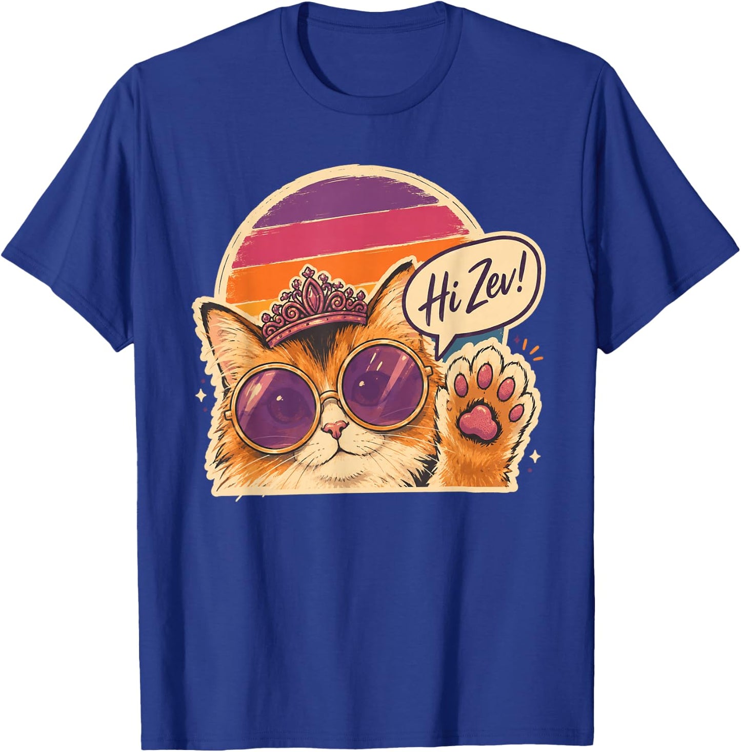 Cat Princess Retro Sunset Sunglasses Crown T-Shirt - T-Shirt | Royal