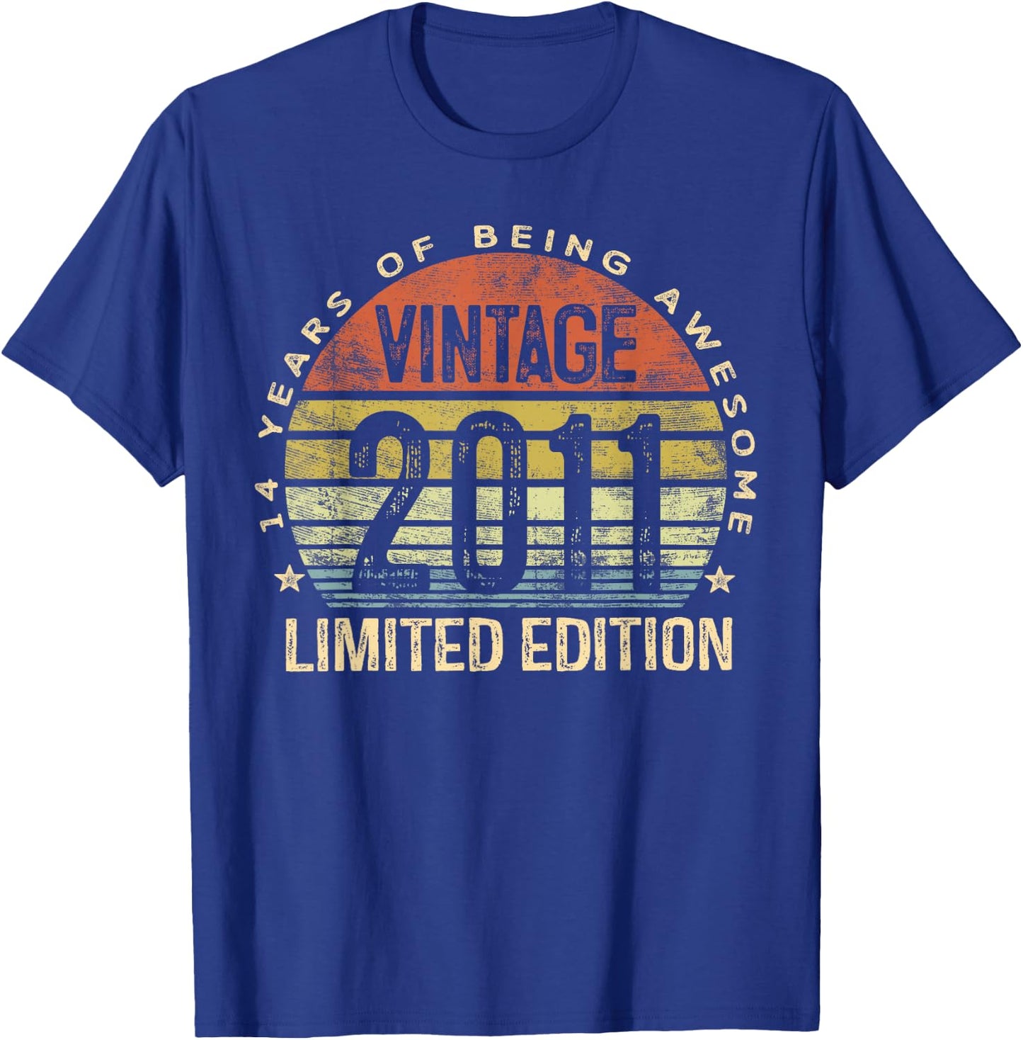 Vintage 2011 Limited Edition 14-Year-Old Gifts 14th Birthday T-Shirt - T-Shirt | Royal
