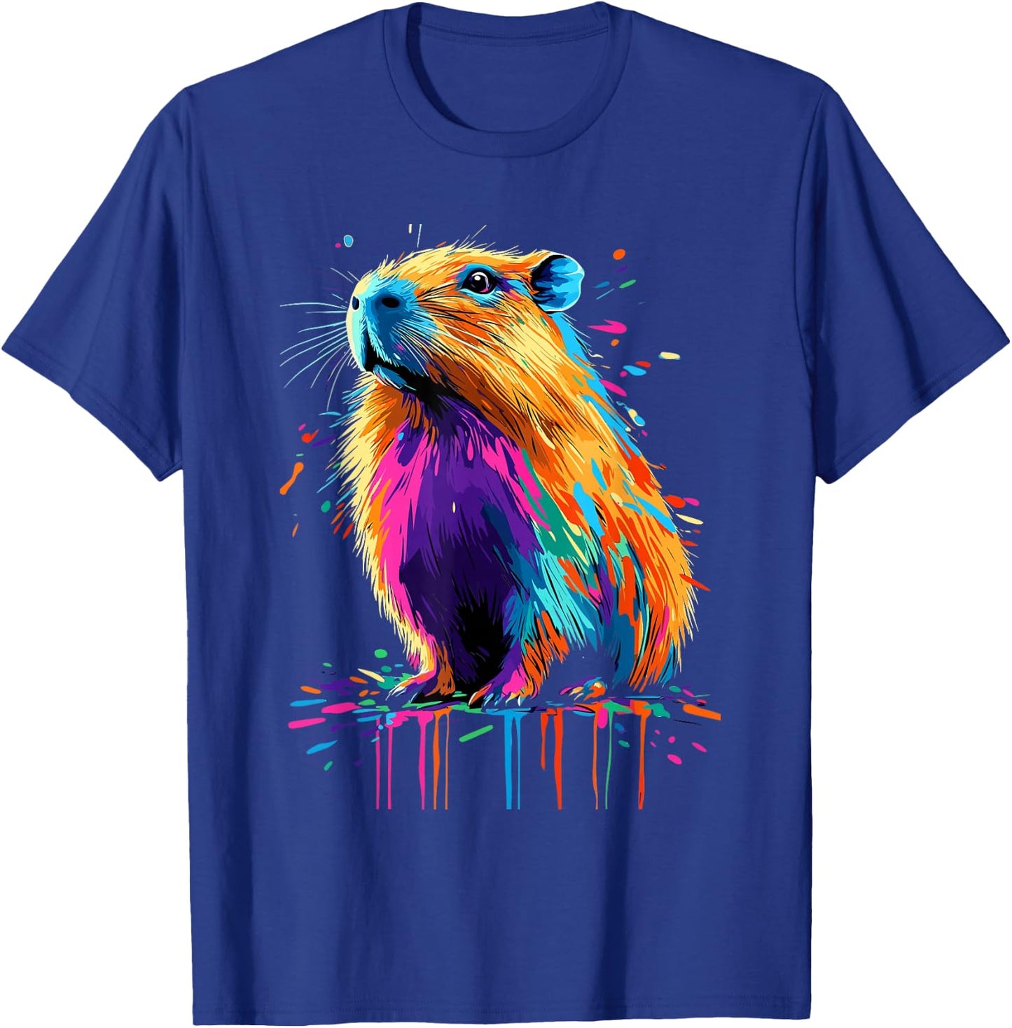 Capybara Lovers Colorful Splash Art Rodent Capybara , Black, S T-Shirt - T-Shirt | Royal