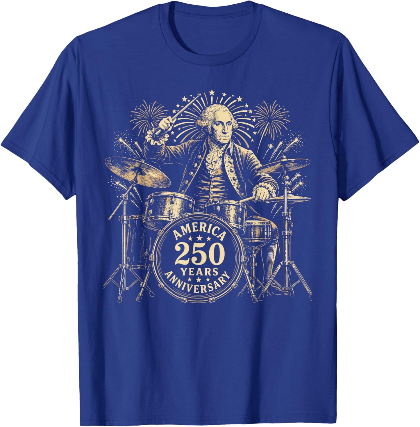 George America 250 Years Anniversary Drummer 4th of July T-Shirt - T-Shirt | Royal