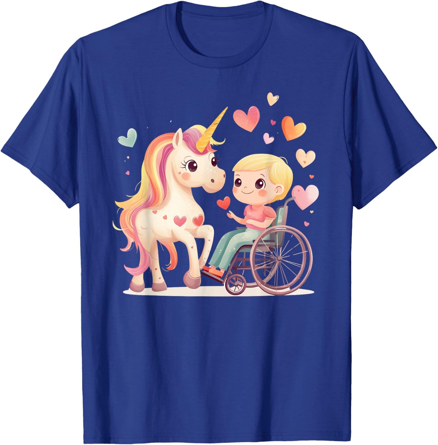 Kids Wheelchair Accessories Girls Unicorn Wheelchair Girl T-Shirt - T-Shirt | Royal