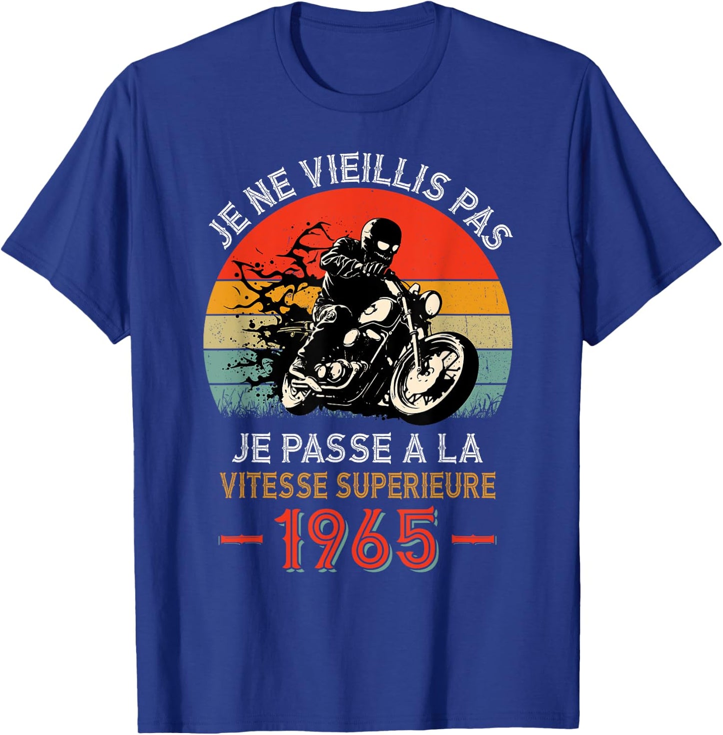 Birthday 60 Years Biker Born In 1965 Vintage Motorcycle Biker , Black, S T-Shirt - T-Shirt | Royal