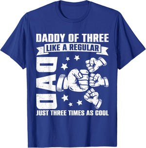 Daddy of Three Family Matching Funny Father's Day Dad Dada T-Shirt - T-Shirt | Royal