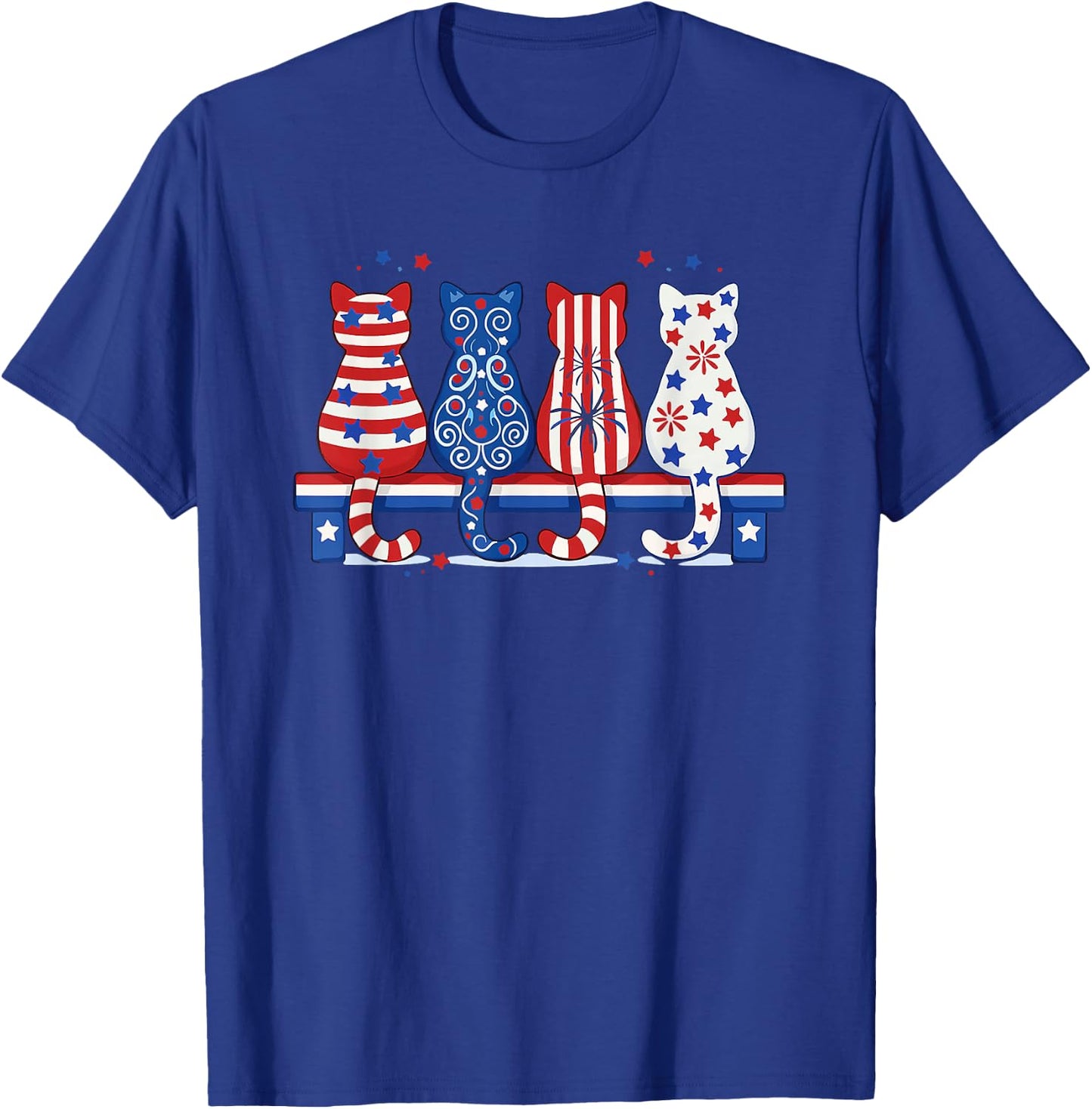 red White & Blue Cute Cats T-Shirt - T-Shirt | Royal