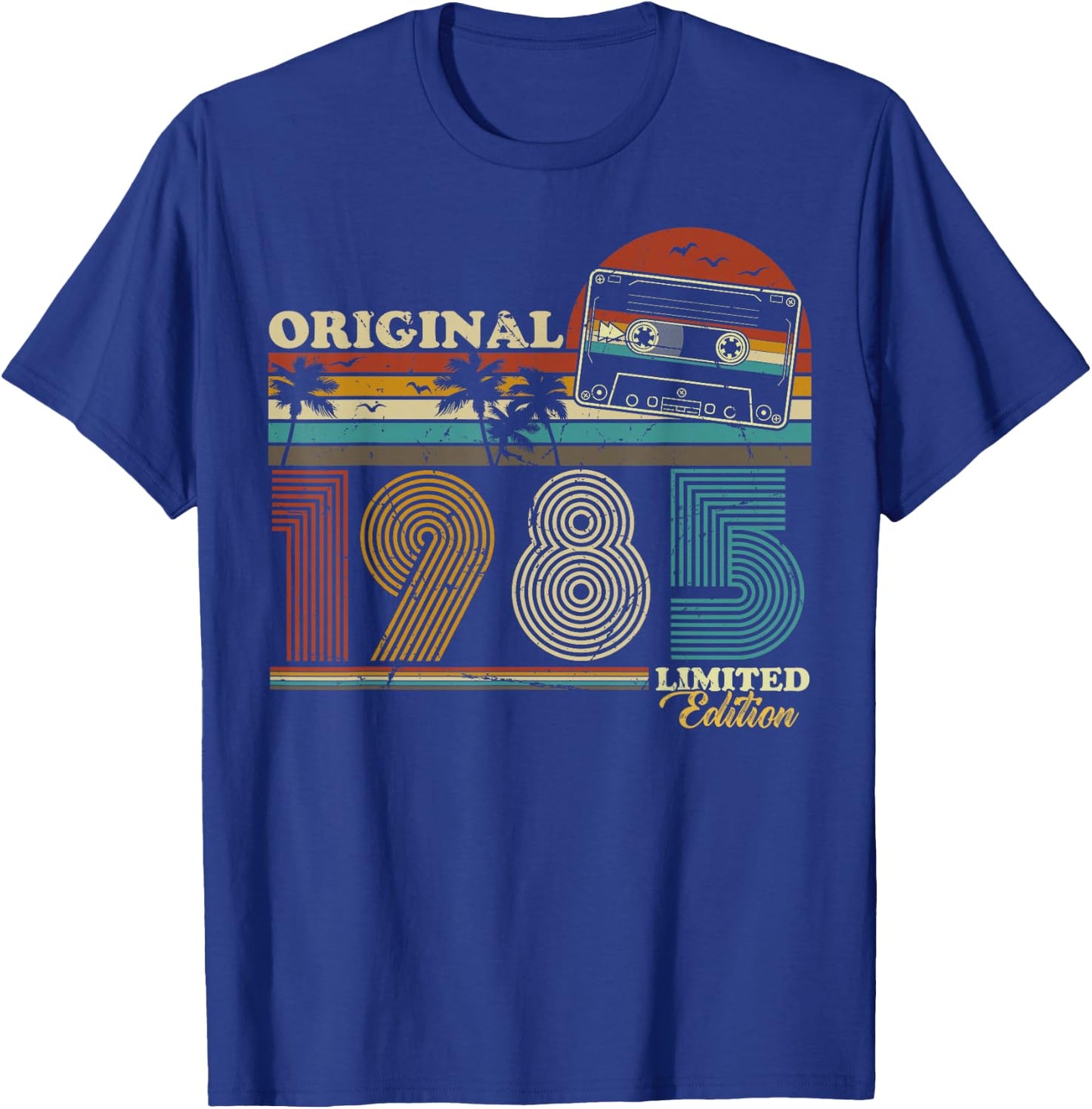 1985 Vintage Birthday Retro Vintage Men Women Gift , black T-Shirt - T-Shirt | Royal