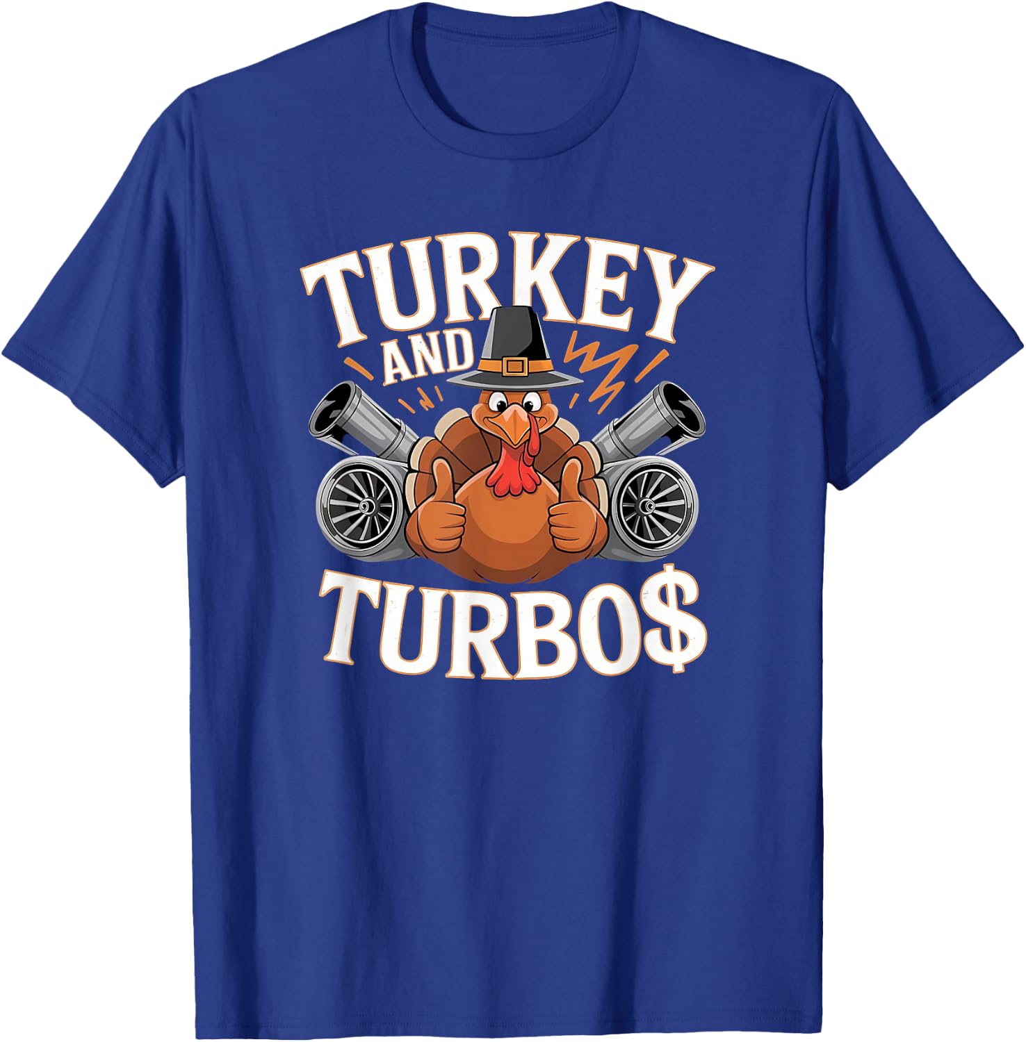 Turkey Turbo Power Apparel Funny Thanksgiving Car Lovers T-Shirt - T-Shirt | Royal