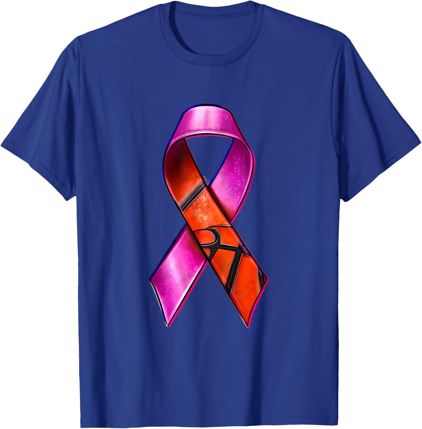 Basketball Pink Ribbon Breast Cancer Awareness Supporter T-Shirt - T-Shirt | Royal