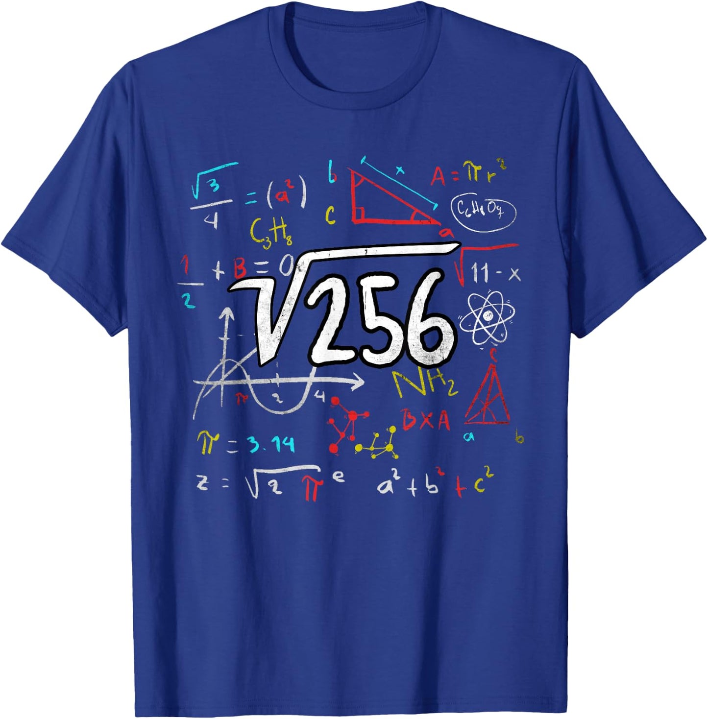 16th Birthday Root from 256 = 16 Years Birthday Maths , black T-Shirt - T-Shirt | Royal