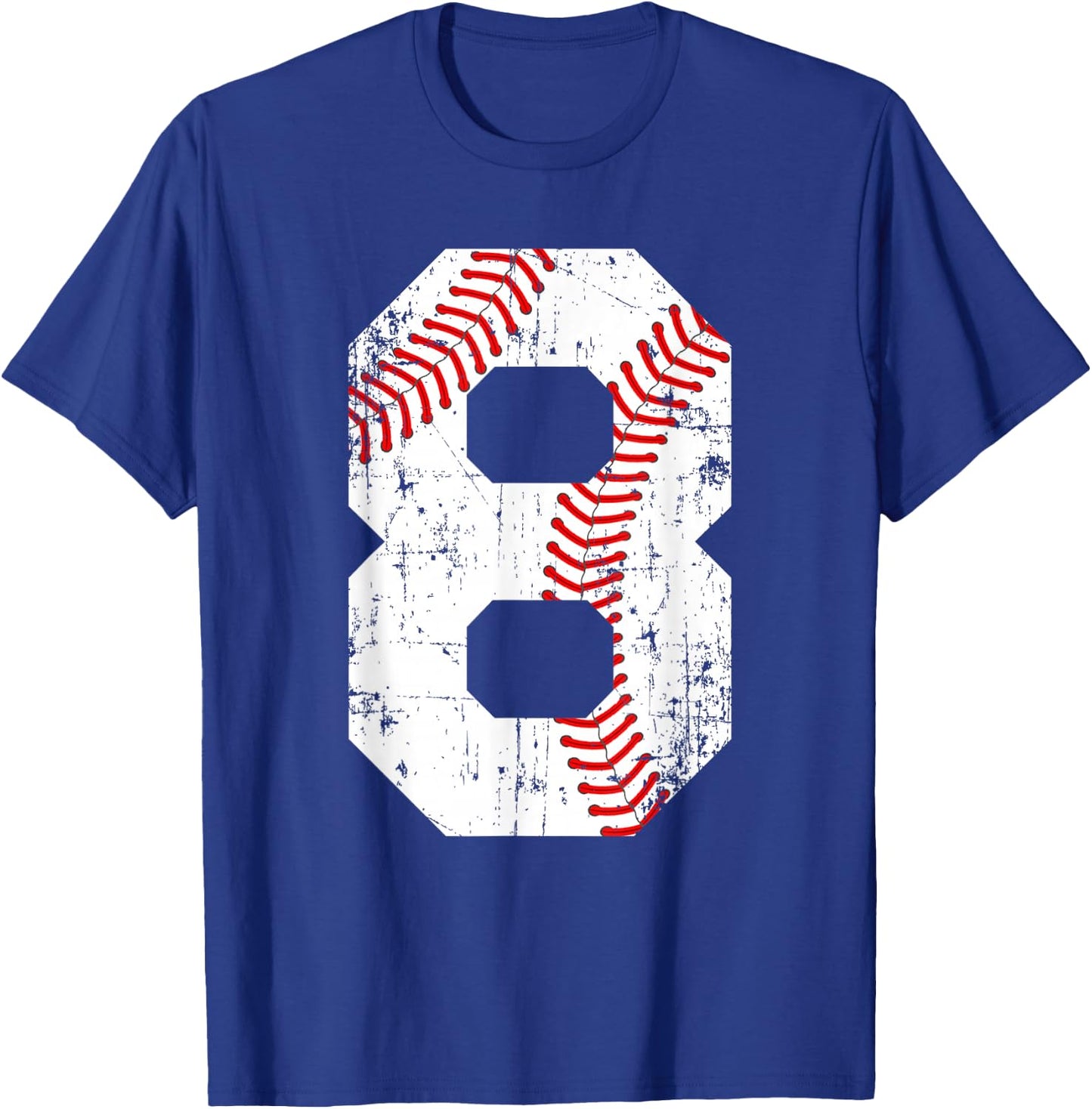 Vintage Baseball 8 Jersey Number T-Shirt - T-Shirt | Royal