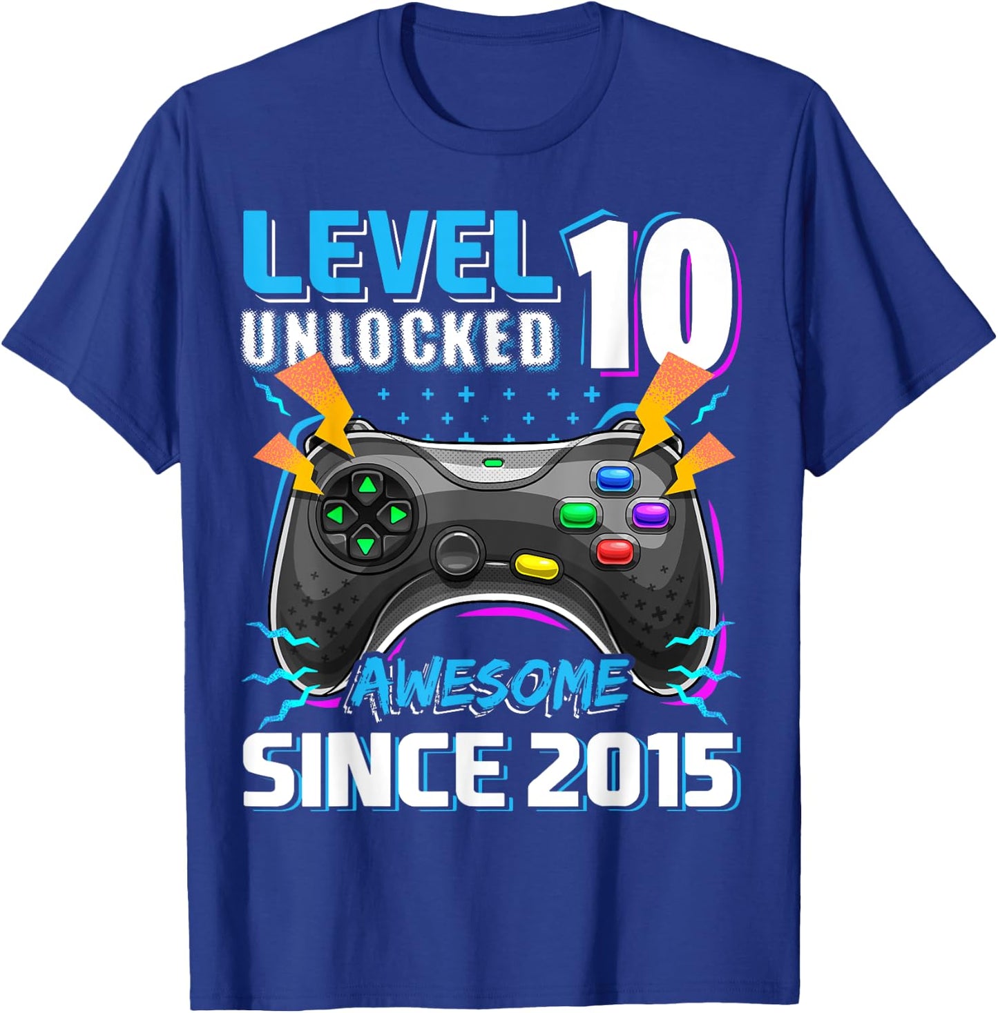 10th Birthday Boy Level 10 Gamer 10 Year Video Game Party T-Shirt - T-Shirt | Royal