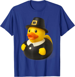 Rubber Duck Pilgrim Thanksgiving Ducky Men Women Kids T-Shirt - T-Shirt | Royal