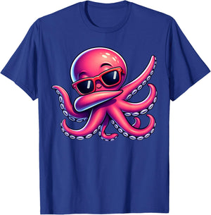 Dabbing Octopus, Sunglasses Octopus Animal, Cool Cartoon T-Shirt - T-Shirt | Royal