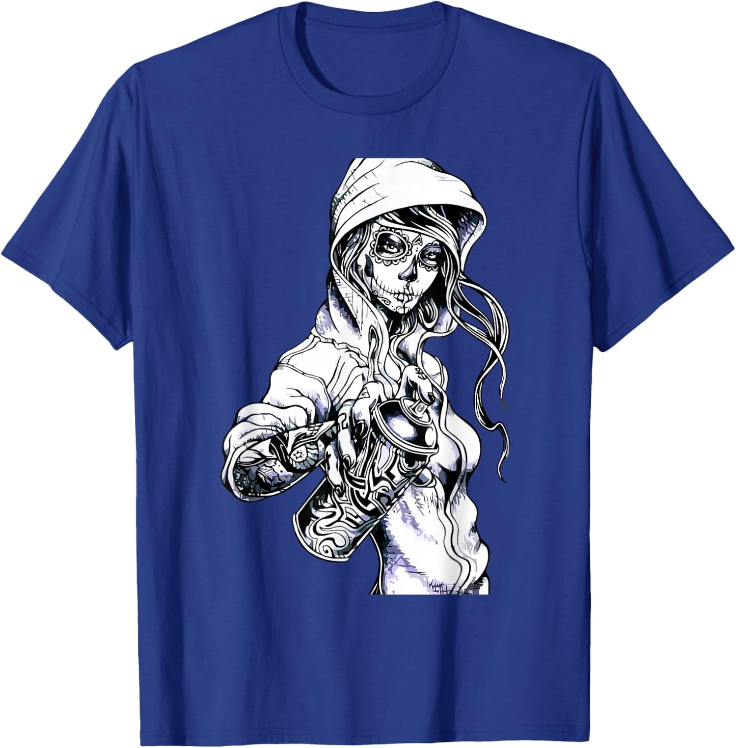Graffiti Tag Skeleton Ghetto Girl T-Shirt - T-Shirt | Royal