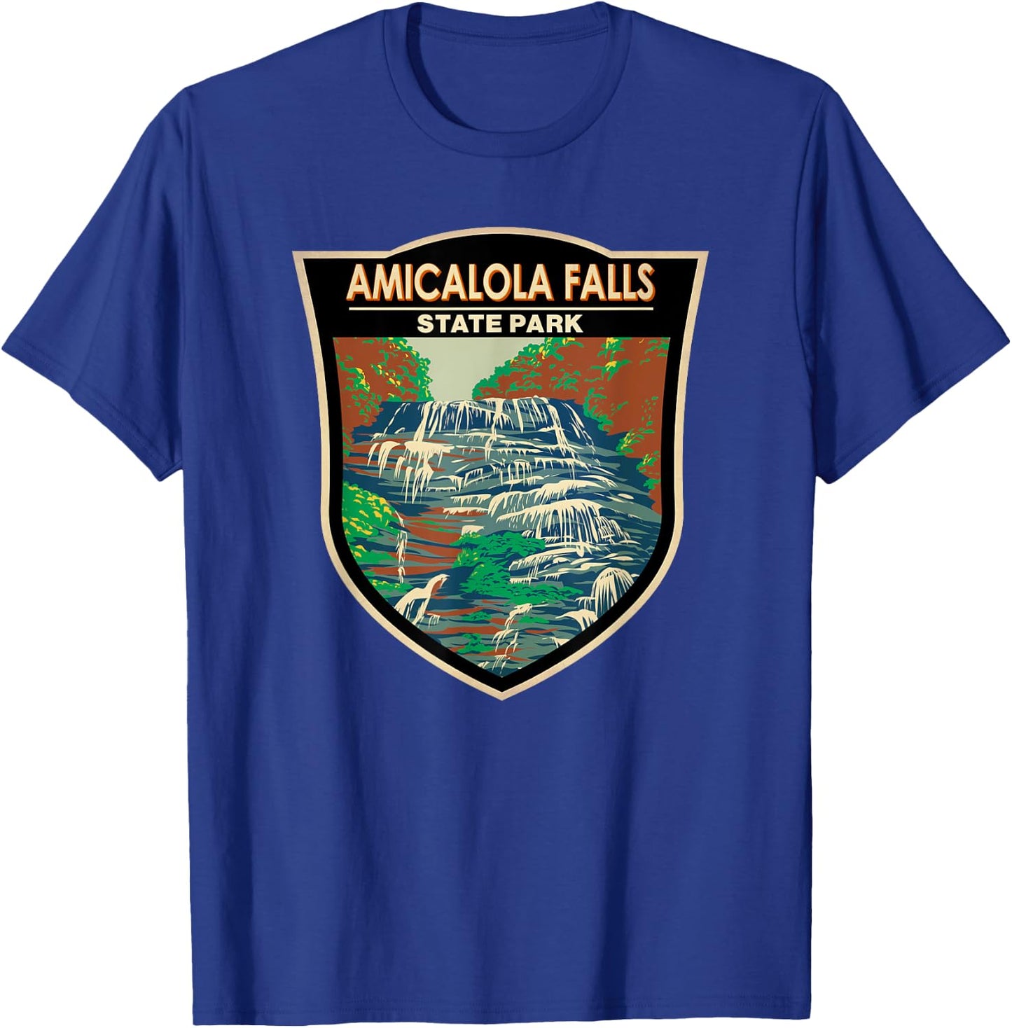 Amicalola Falls State Park Georgia Badge Vintage T-Shirt - T-Shirt | Royal