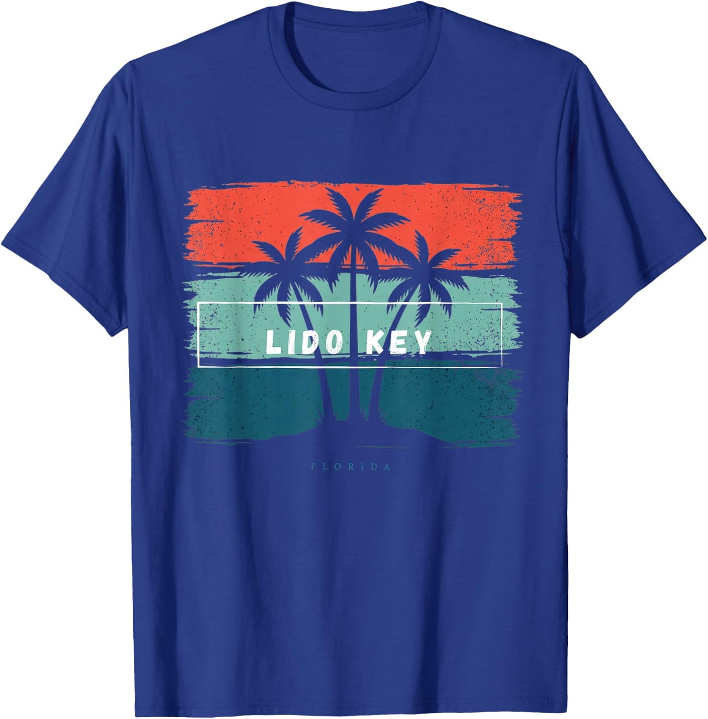 Vintage Lido Key Florida Summer Beach Palm Tree Sunset Trip T-Shirt - T-Shirt | Royal