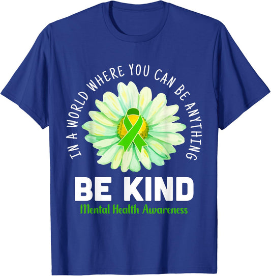 Be Kind Daisy Flower Mental Health Awareness Men Women Kids T-Shirt - T-Shirt | Royal