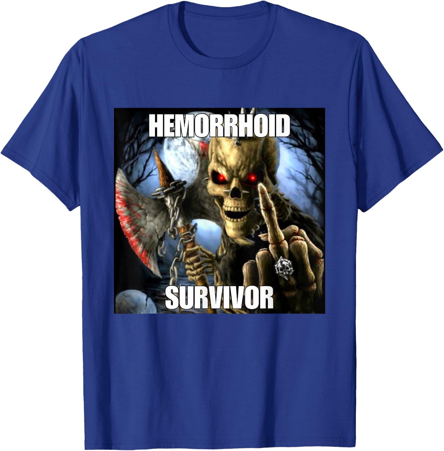 Haemorrhoids Survivor Funny Cringe Hard Skeleton Meme , black T-Shirt - T-Shirt | Royal